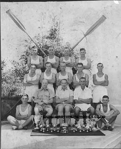 Rowing team; Murdoch Mackay 2nd from right at top 